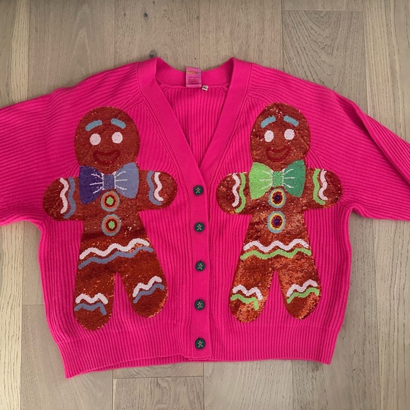 Queen of sparkles gingerbread man cardigan - Picture 4 of 8